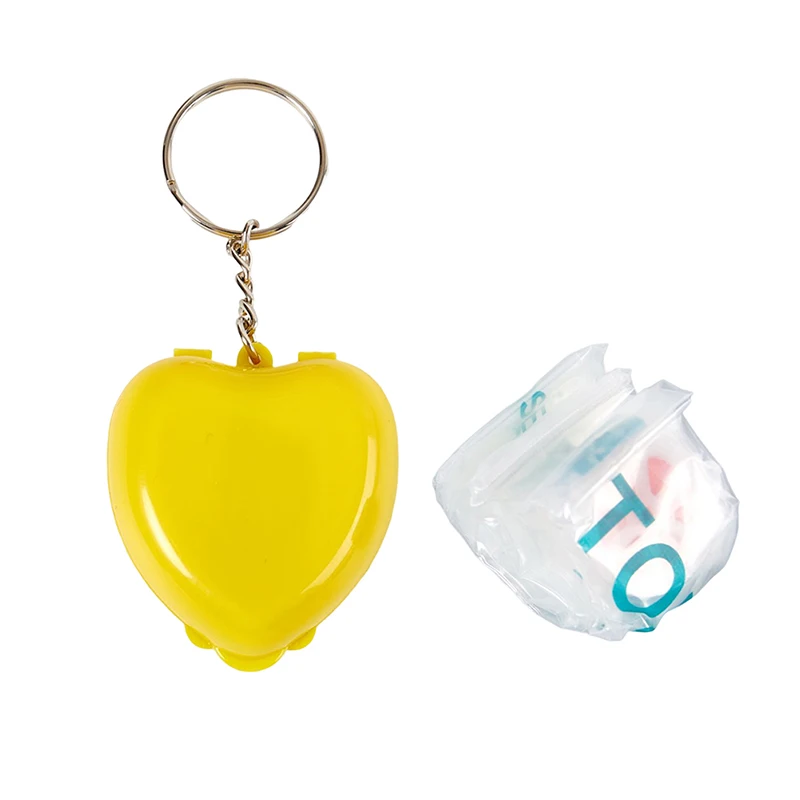 1PC CPR Mask CPR Face Shield For CPR Resuscitator With One-way Keychain Key Ring Heart Shape First Aid Rescue Kit