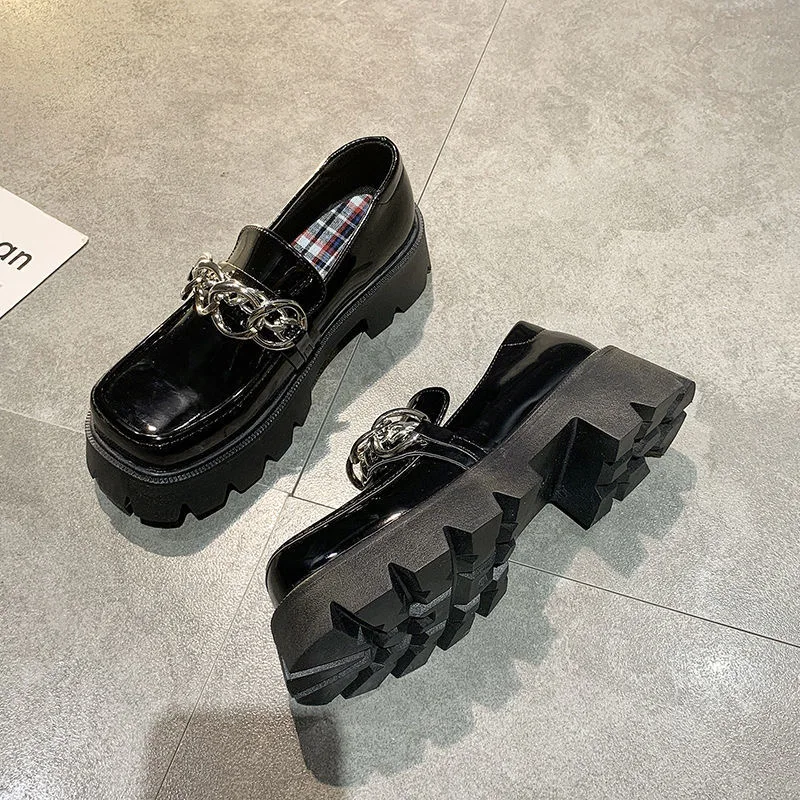 Mary Jane Shoes Japanese School Uniform Jk Student Shoes Girls Women Kawaii Lolita Soft Sister ChainToe Platform Low Heel Shoes