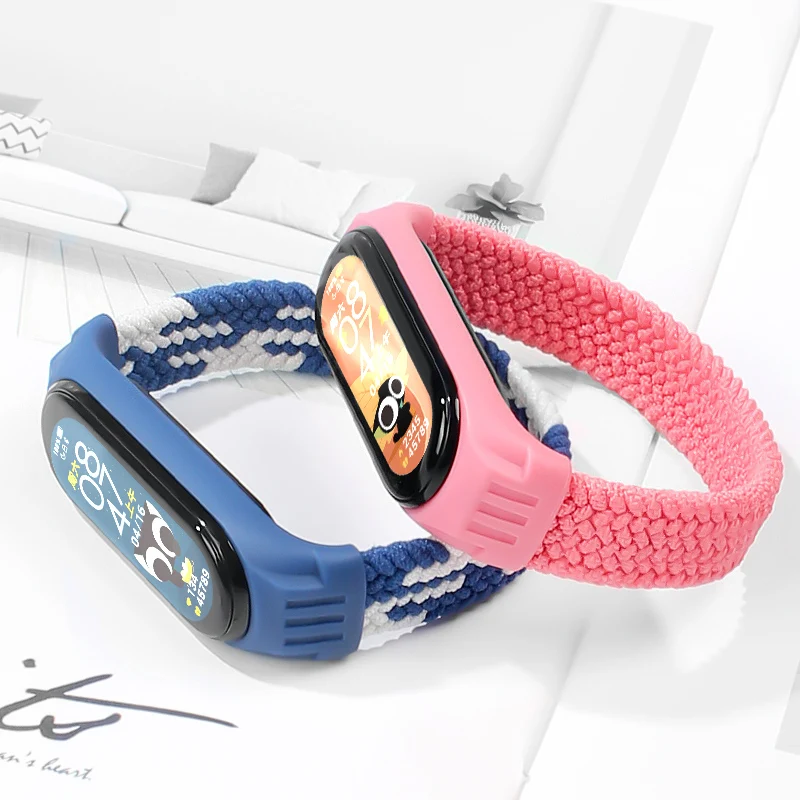Geflochtener Solo-Schlaufen riemen für Xiaomi Mi Band 7 6 5 4 3 NFC Nylon Ersatz gürtel Armband Armband Correa Mi Band 4 5 6 7 Riemen