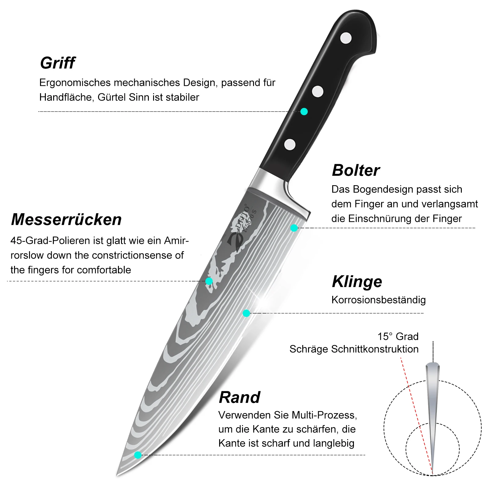 Imagem -04 - Multifunções Kitchen Knife Define com Tampa da Faca e Nylon Bolsa Utility Cutelo Paring Cortador de Pão Chef Especial Pcs