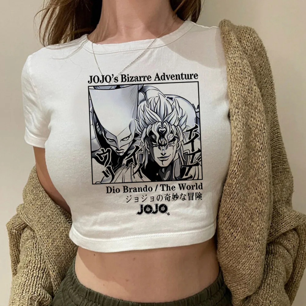 Jojo Bizarre Adventure crop top cute vintage  gyaru babydoll Streetwear y2k cropped 2025 girls tshirt view 4