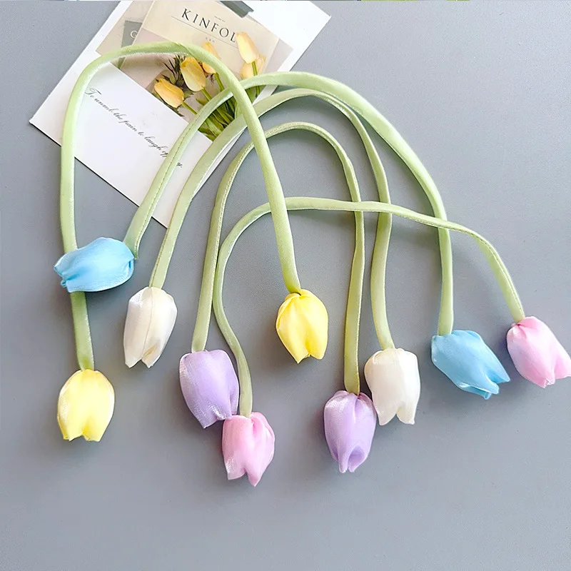 20 шт./лот, искусственный тюльпан, искусственные цветы, заколка для волос, повязка на голову, аксессуары для одежды, платья, ювелирные изделия «сделай сам», белый, желтый, розовый