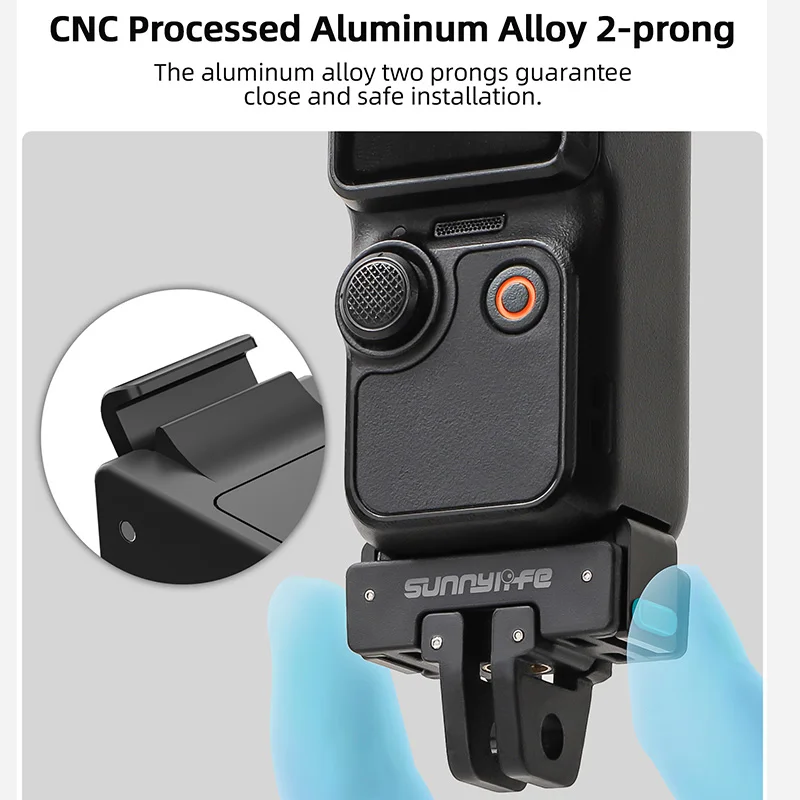 Base Clip 1/4 Screw Hole& Foldable 2-prong Holder Mounts Tripod Selfie Stick Adapter for DJI Osmo Pocket 3 Camera Gimbal
