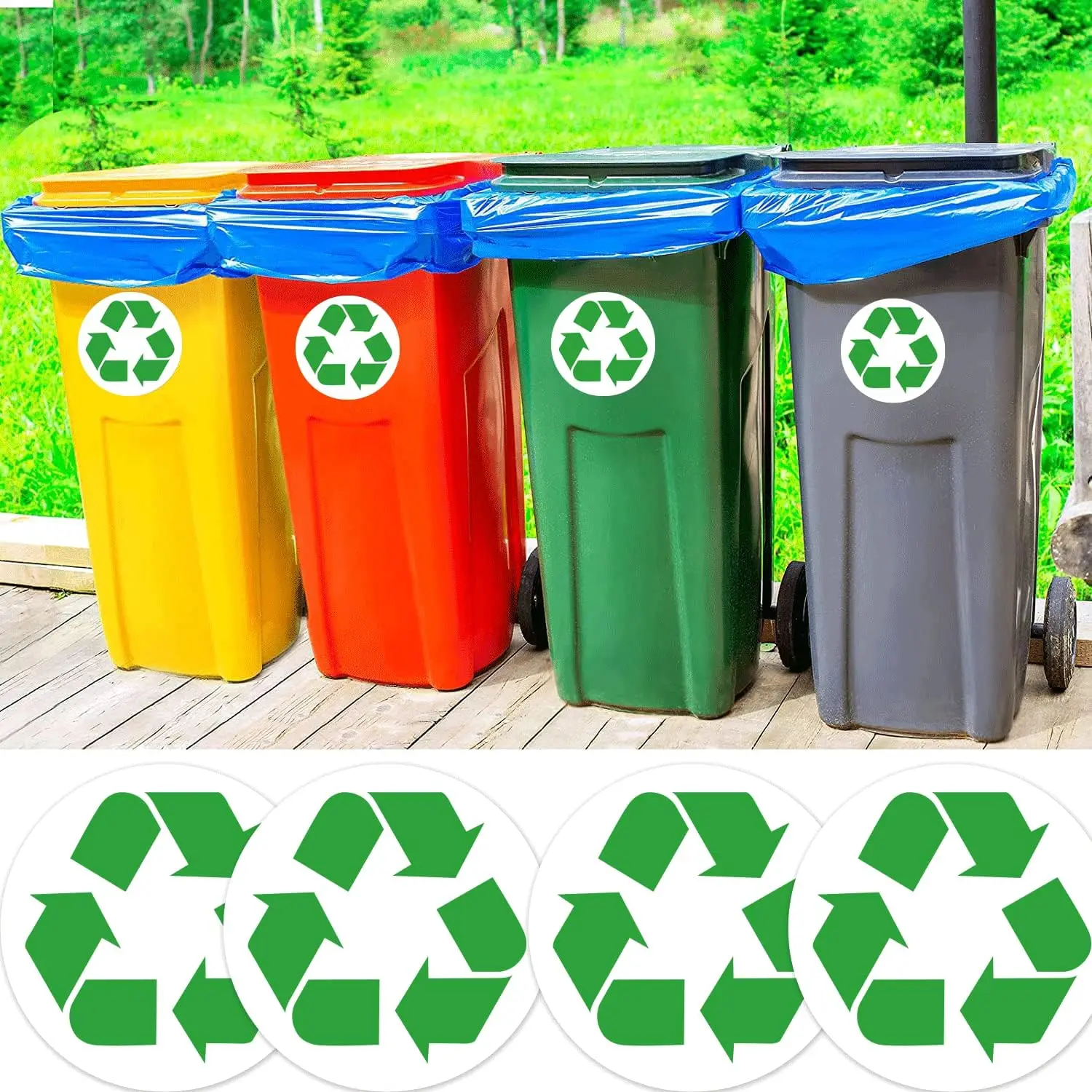 

1.5" Inch Recycle Logo Stickers Round Recycling Symbol Labels Self Adhesive Indoor and Outdoor Stickers 500 Per Roll