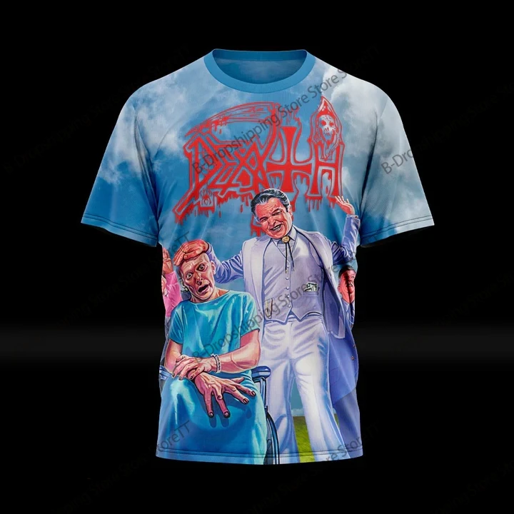 Heavy Metal Rock Band Death 3d Print T-shirt Men Women Fashion Hip Hop Short Sleeve Tops Tees Album Clothing Large Size Tshirt