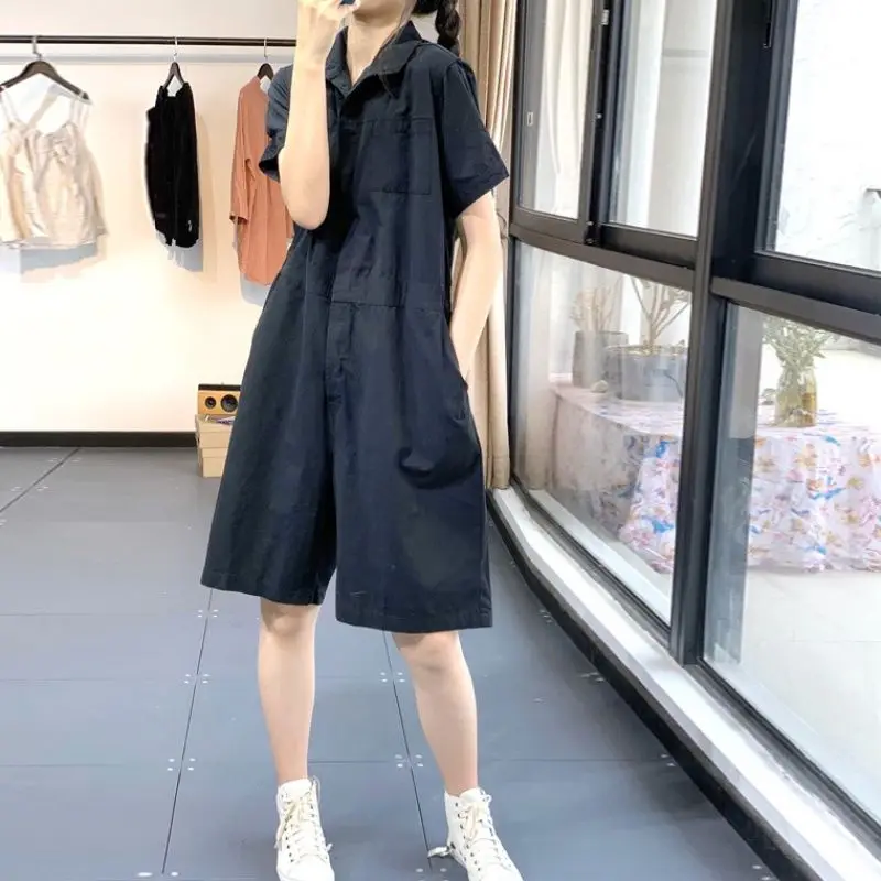 

Spring Summer New Korean Sle Slimming European Goods ort Sve Onesie Women Loose Workwear Overall orts Cotton Fabric ...