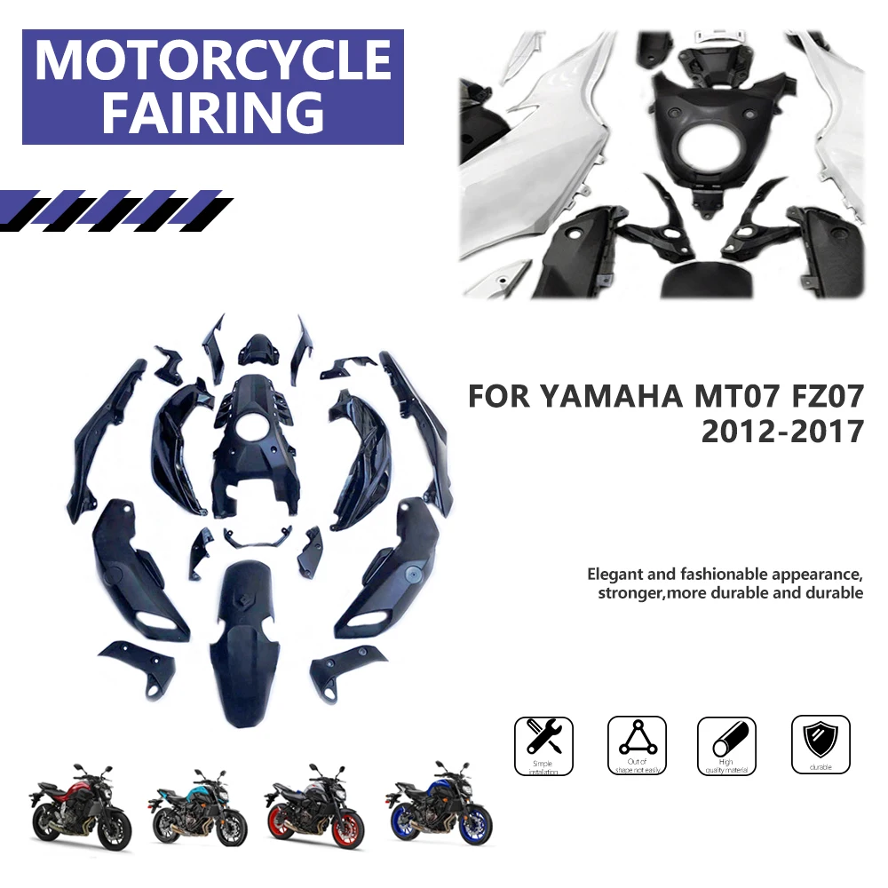 ABS Injection Full Fairing Body Kit Fit 2012-2017 For Yamaha MT07 FZ07 MT-07 Set MT 07 FZ 07 2013 2014 2015 2016 Black