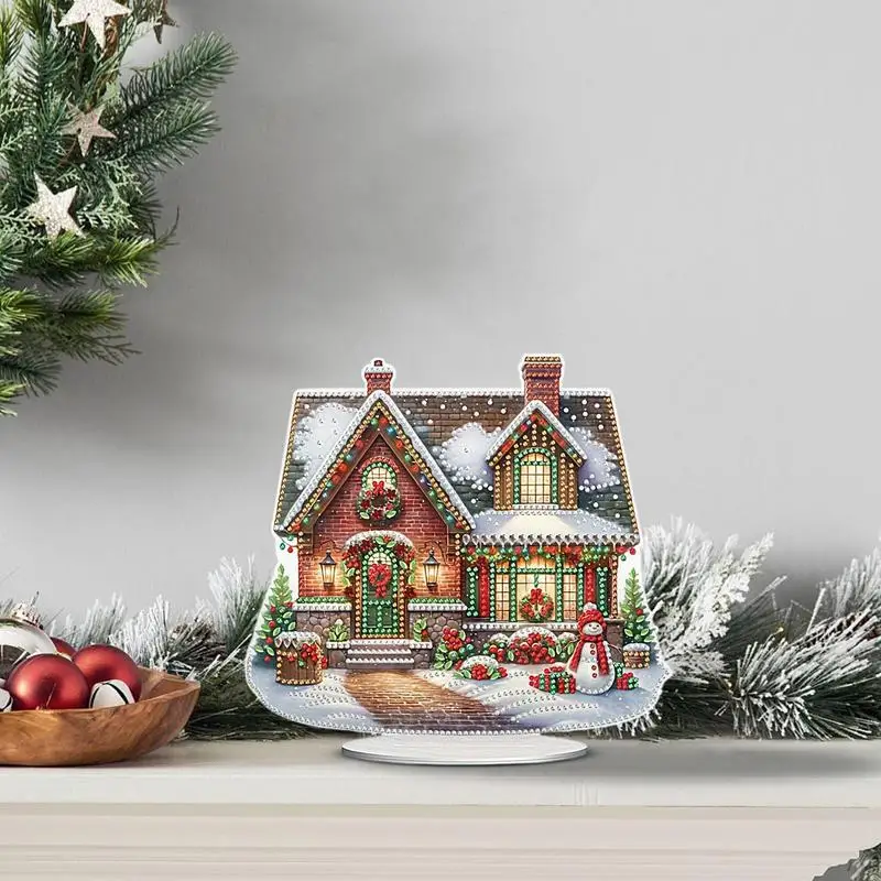 Tabletop Gem Art Painting Kit Christmas Theme Artificial Gem Art Christmas Table Paint Desktop Ornaments For Home Living Room