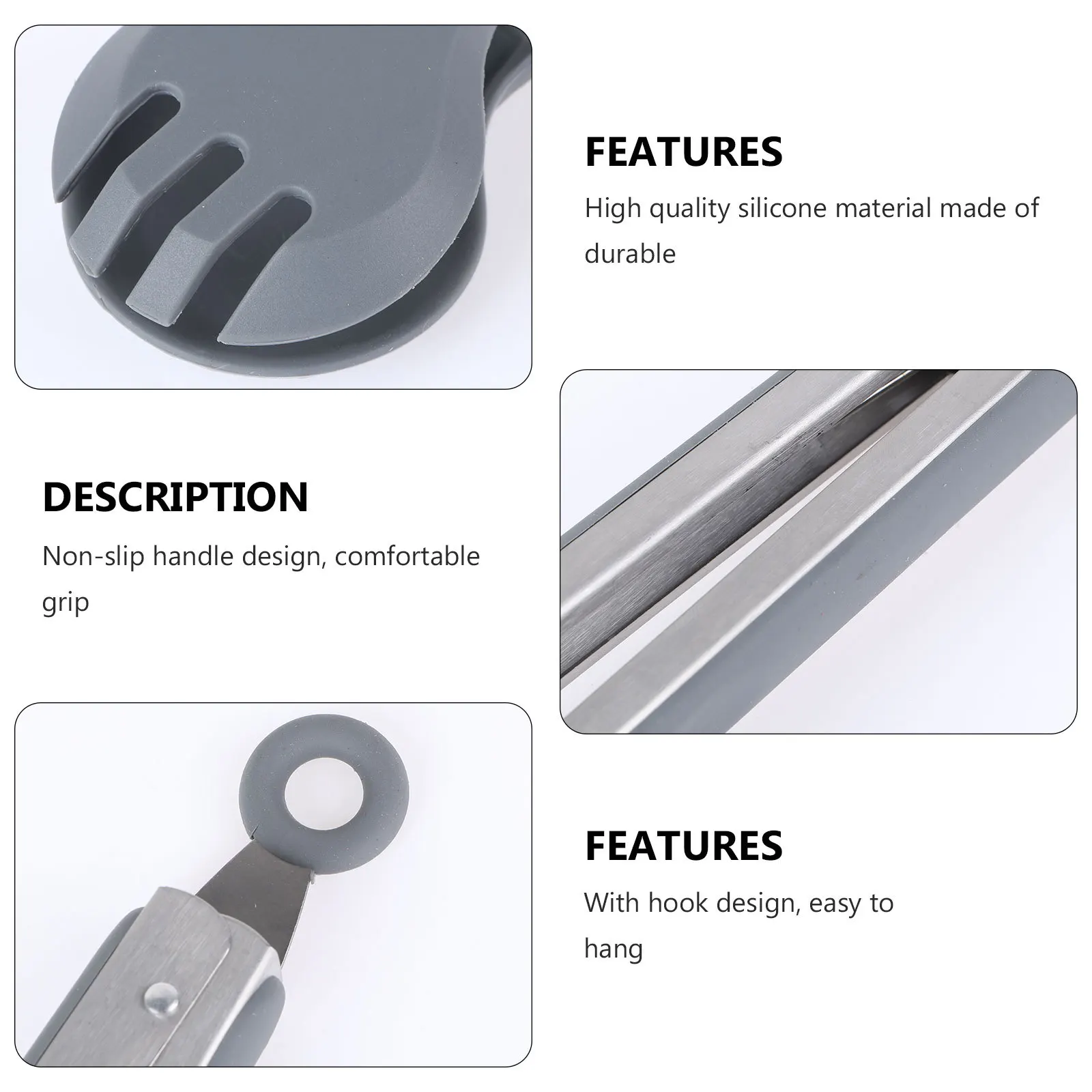 

1Pcs Food Tong Stainless Steel Silicone Heat Resistant Barbecue Bread Serving Clamp Multipurpose Kitchen Tool Bread Clip