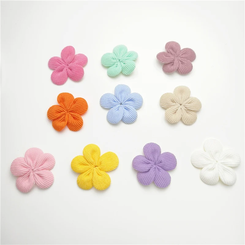 20Pcs 5CM Fabric Flower Applique For DIY Handmade Hair Clip Hat Crafts Patches Decor Ornament Clothing Accessories