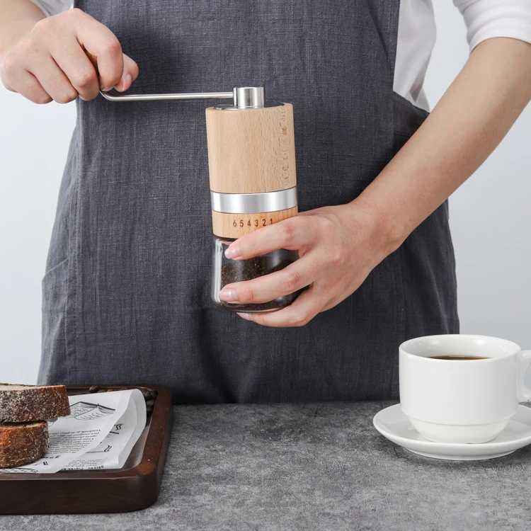 New Arrival Kitchen Gadgets: Wooden Manual Coffee Bean Grinder with Stainless Steel Burr and Adjustable Grind Settings 4