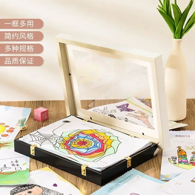 A Mounted a4 display frame, wall mounted picture frame, certificate frame, flip over style, perforated free picture frame