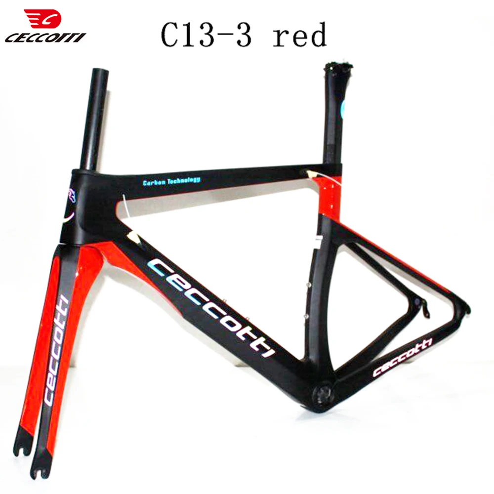 Carbon Road Bike Frame, T1000 UD or 3K Weave Bicycle Frameset BSA and PF30 Reflective Ceccotti Logo, New