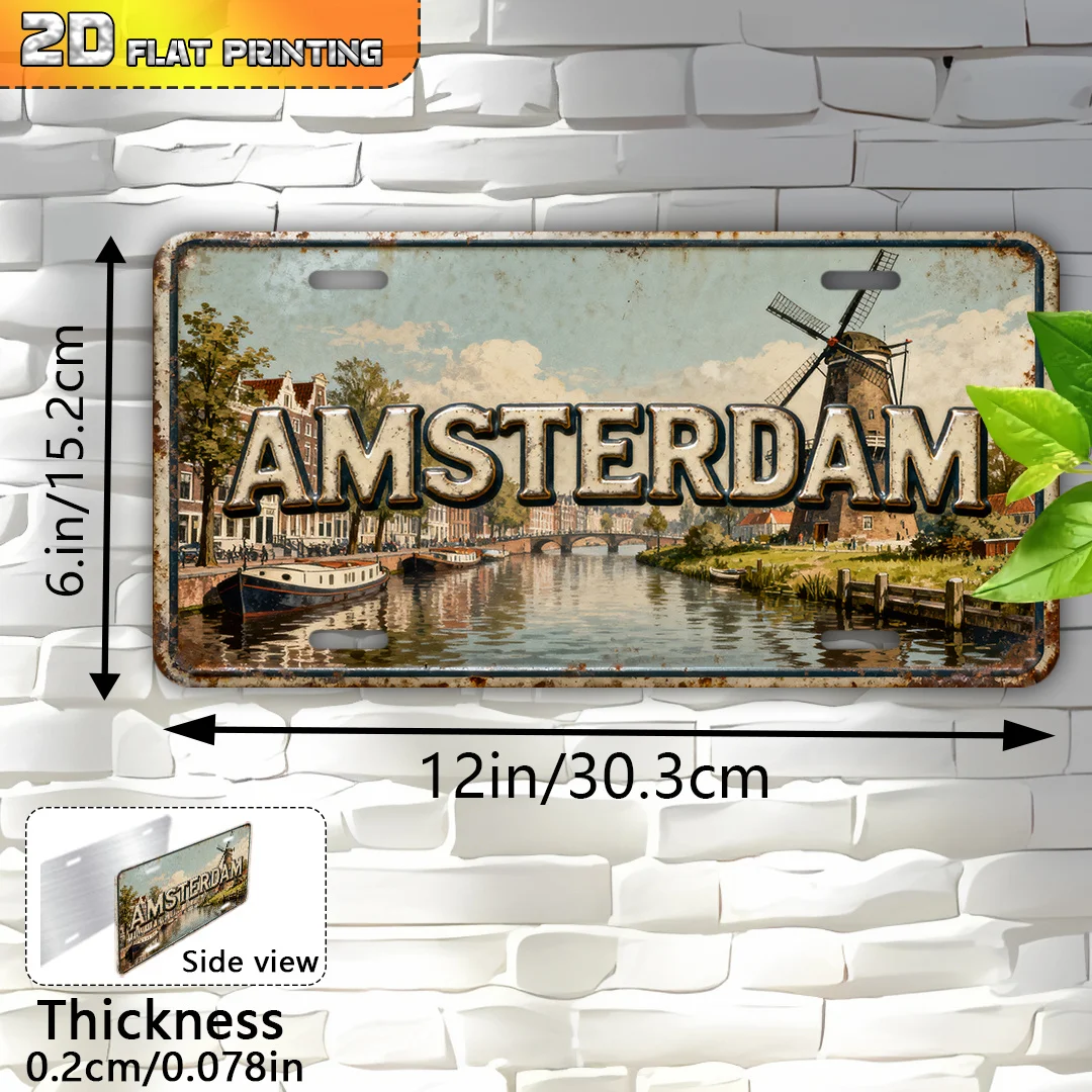 2D Flat, 1pc Vintage Amsterdam - Home Office Logo review and price