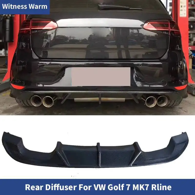 Diffuseur de Pare-Chocs Arrière en Fibre de Carbone, Accessoire pour Volkswagen VW Golf 7 MK7 R R-Line URA back 14-17, Noir