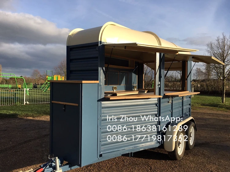 Caixa de cavalo ao ar livre bar concessão móvel catering reboque de comida cachorro-quente carrinho de café caminhão de comida rápida