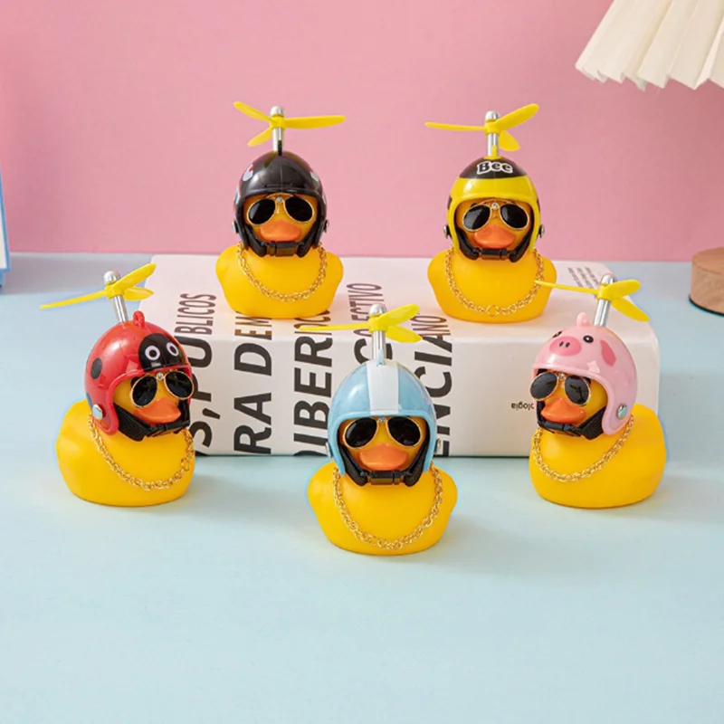 

Creative car electric vehicle decoration bicycle rush little yellow duck bamboo dragonfly helmet duck