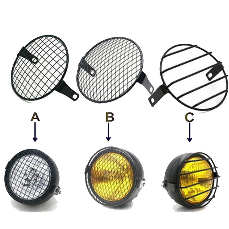 

Motorcycle Head Light Grille For Honda Haojue Suzuki Lifan CG125 GN125 Cafer Retro Modified Net Cover Protective Metal Cover