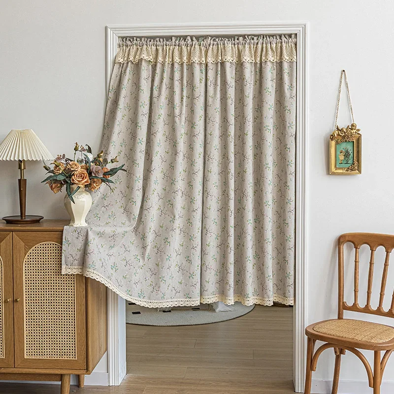 Country Style Linen-Cotton Flaxen Curtain Enclosure Kitchen Door Curtains Cafe Living Room Window Kitchen Curtain Decoration
