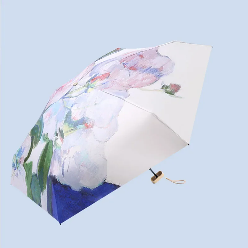 Summer Portable Folding Mini Umbrella Black Gum Sunscreen UV Protection Sunshade Parasol Umbrella Sunny and Rainy Umbrella