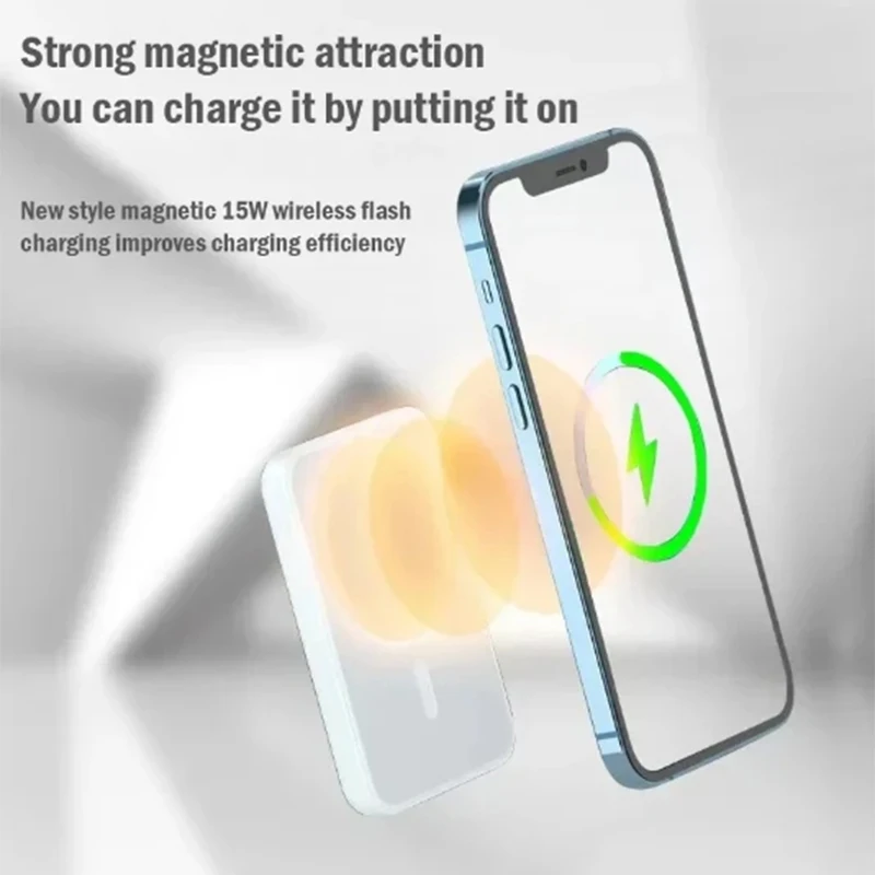 Portable Macsafe Power Bank Magnetic Wireless Powerbank For iphone 15 14 13 12 Pro Max External Auxiliary Backup Battery Pack