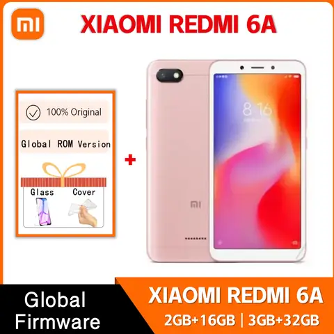 Global Rom Original Xiaomi Redmi 6A 2GB 16GB 3GB 32GB 4G Smartphone Wholesale Xiaomi Mobile Phones Unlocked Android Google Play