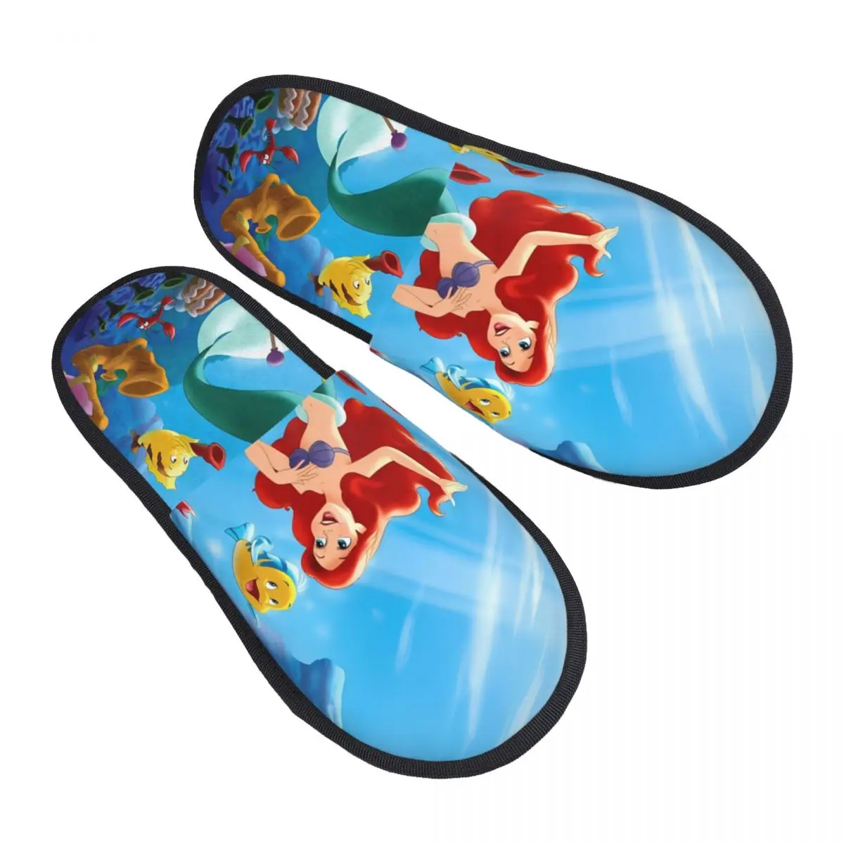 

Custom The Little Mermaid Guest Slippers for Bedroom Women Animation House Slipper