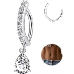 14G Curved Cross Dangled Belly Button Ring Belly Piercing Titanium Stainless Steel Vintage Navel Piercing Nombril Accessories