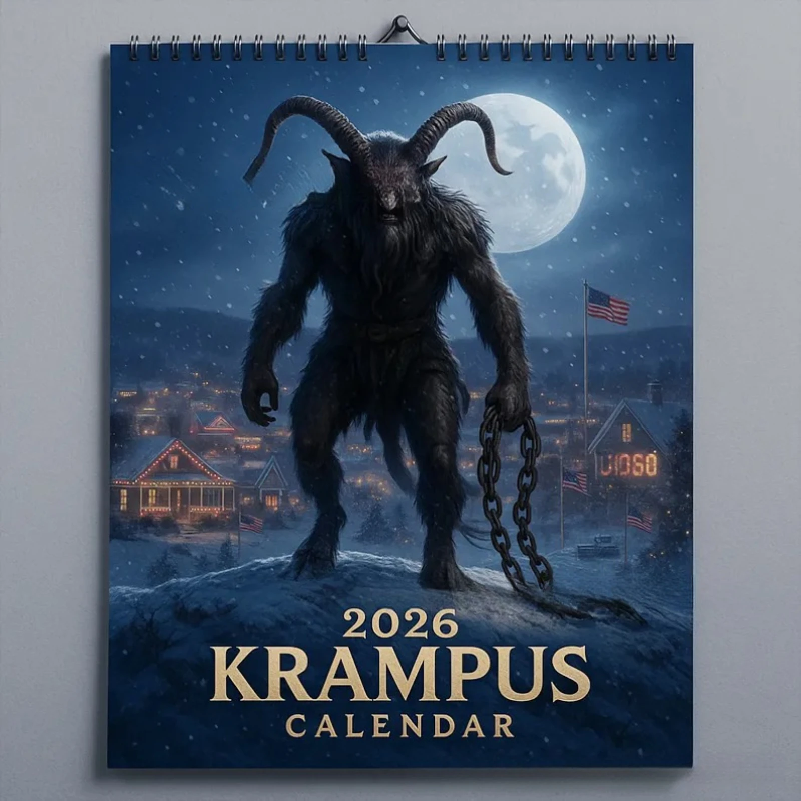 

2026 Krampus Wall Calendar 12 Month Large Format Horror-Themed Decorative Calendar Featuring Dark Folklore Art,Daily Planner