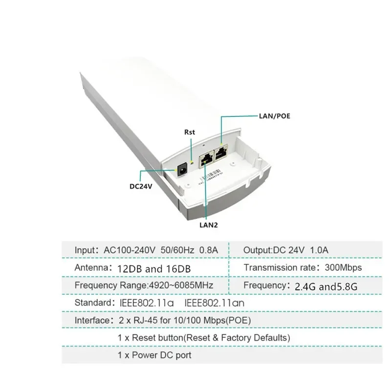 Wi-Fiルーター/リピーター,3〜5kmの範囲,300mbps,5.8g,9344, 9331, 220