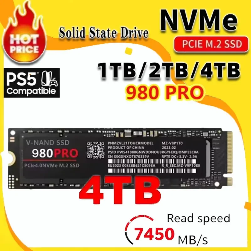 High Speed 980 PRO PCIe4.0 x4 M.2 2280 NVMe TLC 3D Internal SSD 1TB 2TB 4TB 8TB Storage Upgrade Disk For PS5 Gaming Desktop Note