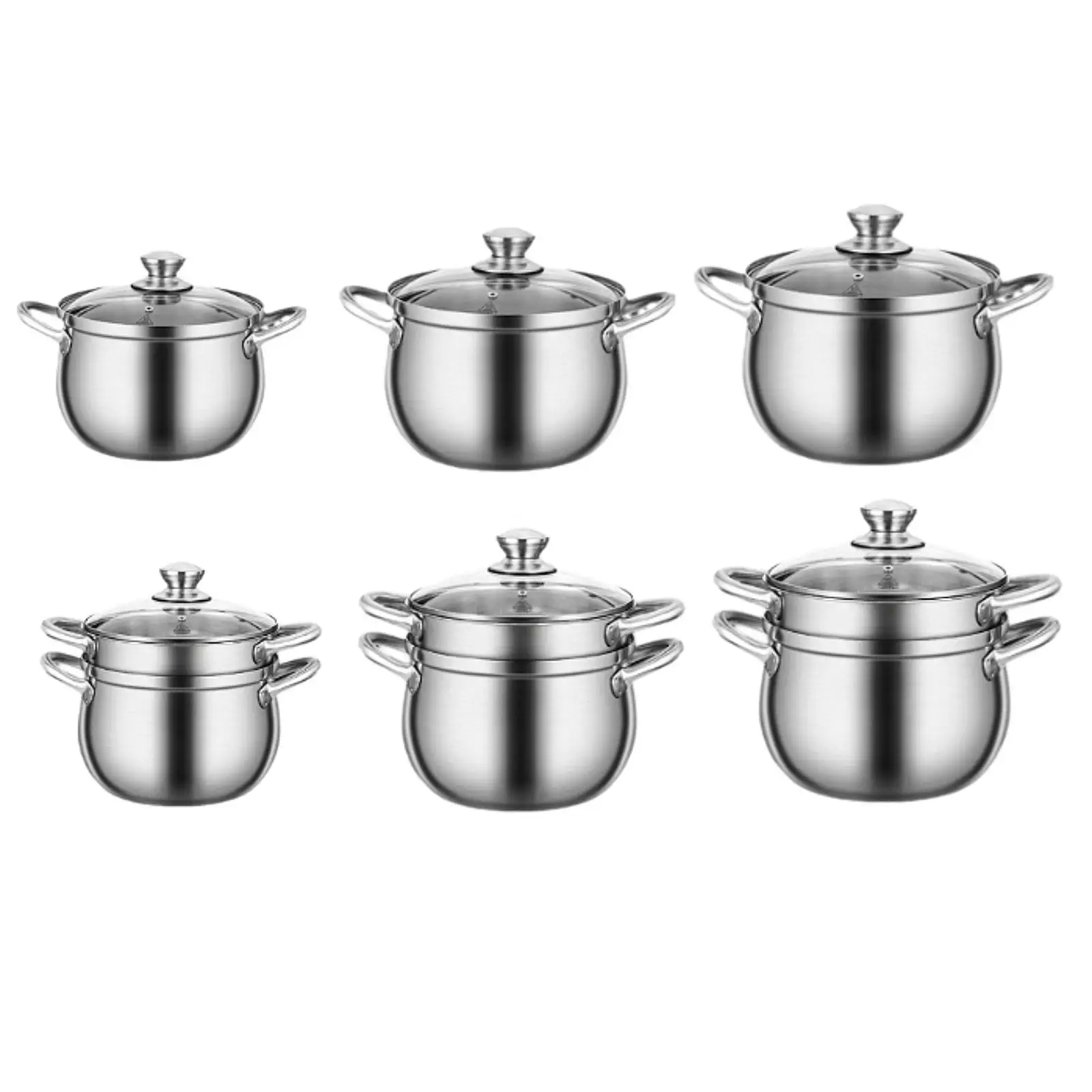 

Stainless Steel Stock Pot Kitchen Cookware Steamer Pot Quick Heating Thickened Composite Bottom Hot Pot Pan for Gas Restaurant