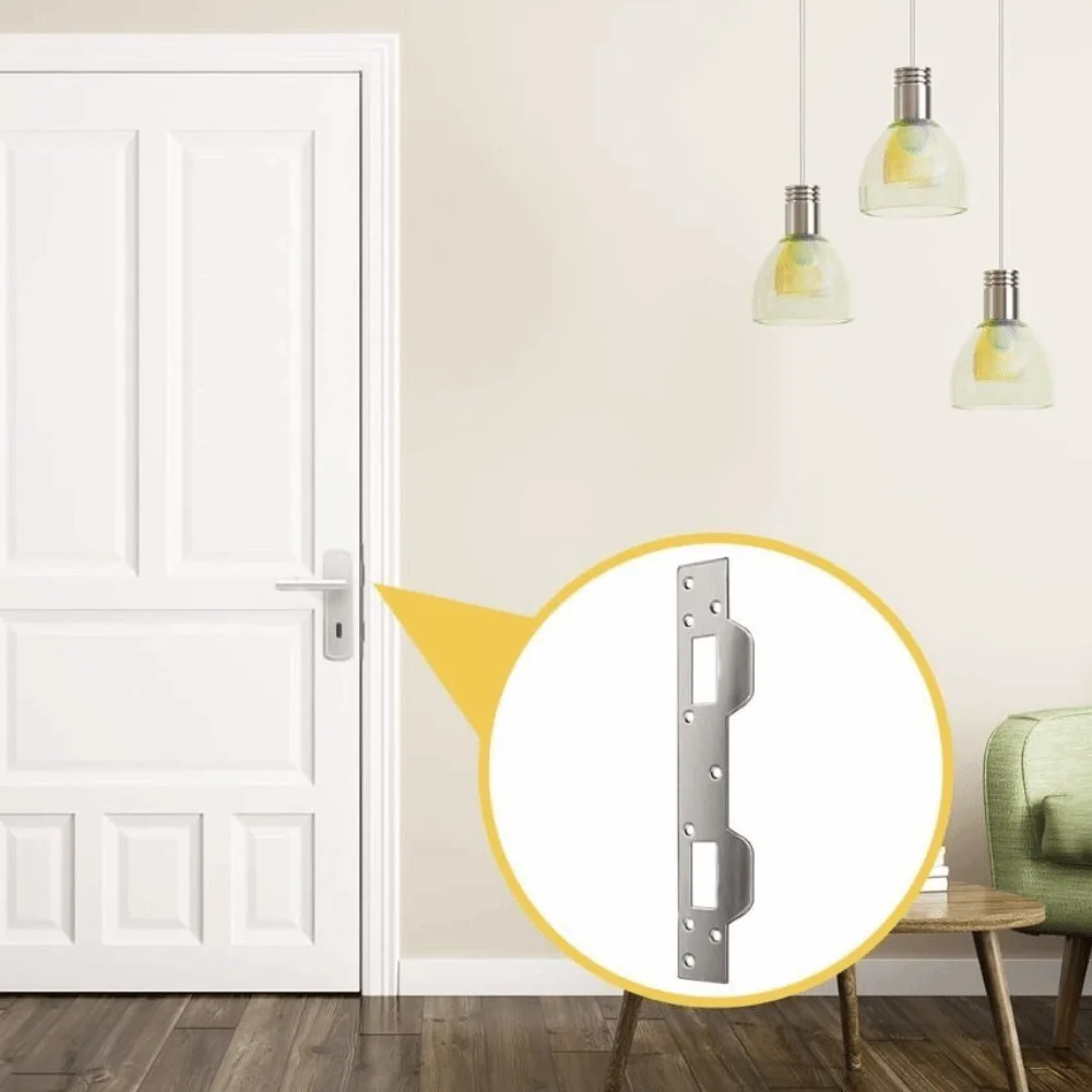 

Metal Door Strike Plate Rustproof Security Front Door Security Devices Reinforcement Plate with 5-1/2 Inch Hole