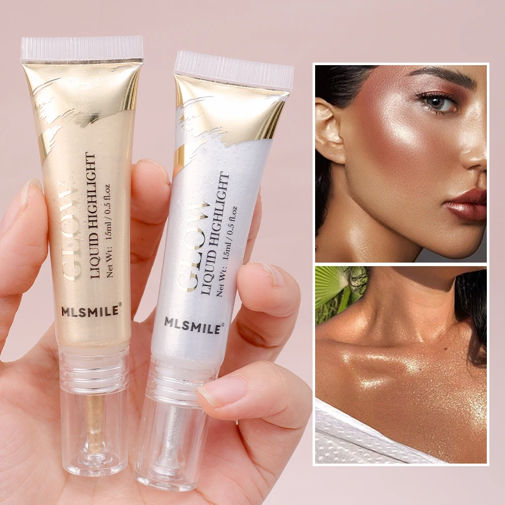 Shimmer Liquid Highlighter แต่งหน้ากันน้ํา Lasting Face Contouring Bronzer Natural Brightening Body Illuminator เครื่องสําอางค์ผู้หญิง