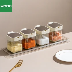 WMMO Kitchen Seasoning Jar with Lid Stainless steel Spoon Minimalist Design Seasoning Jar Spice Box Sealed Seasoning Container