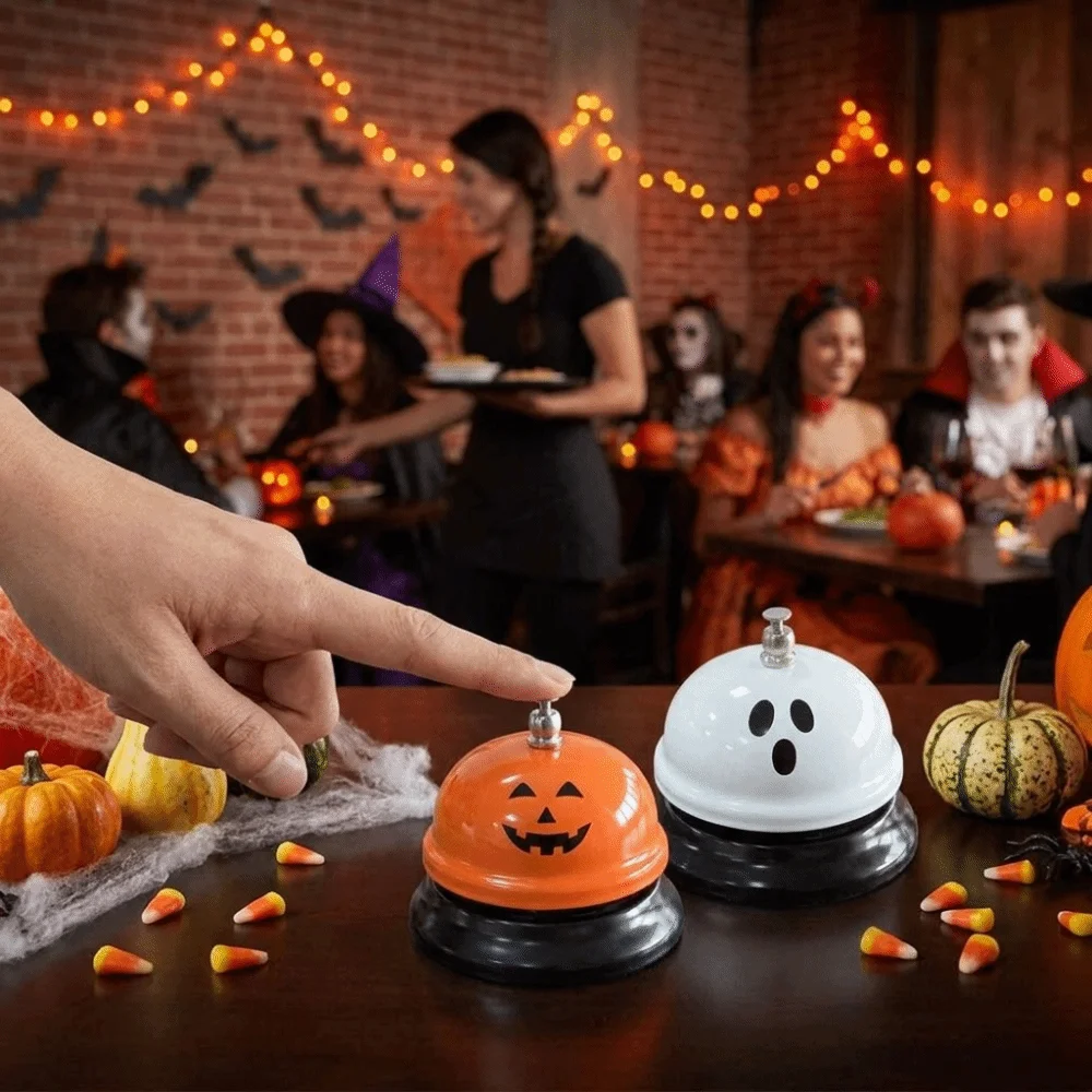 Table Decoration Iron Halloween Cartoon Pressing Bell Novelty Anti-Rust Service Bell Decorative Ringing Bell Holiday Scene