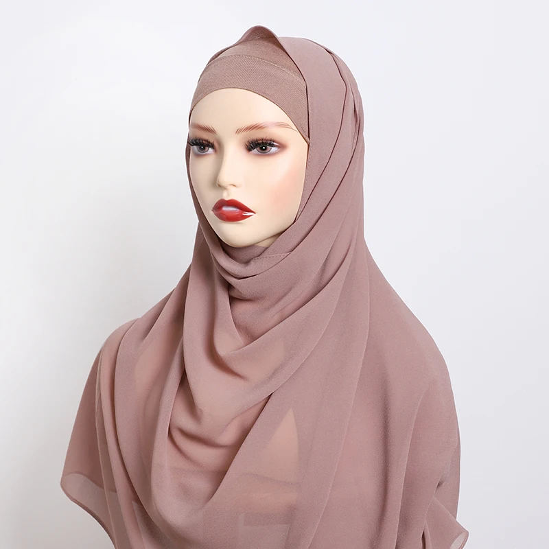Underscarf Matching Color Inner Muslim Premium Chiffon Scarf Islam Shawls and Wraps Headscarf for Women Foulard