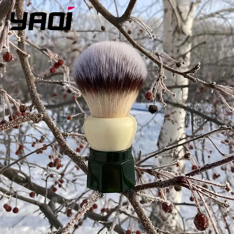 2026-yaqi-24mm-green-obsidian-two-band-badger-hair-wet-shaving-brush-for-men-premium-quality-grooming-tool