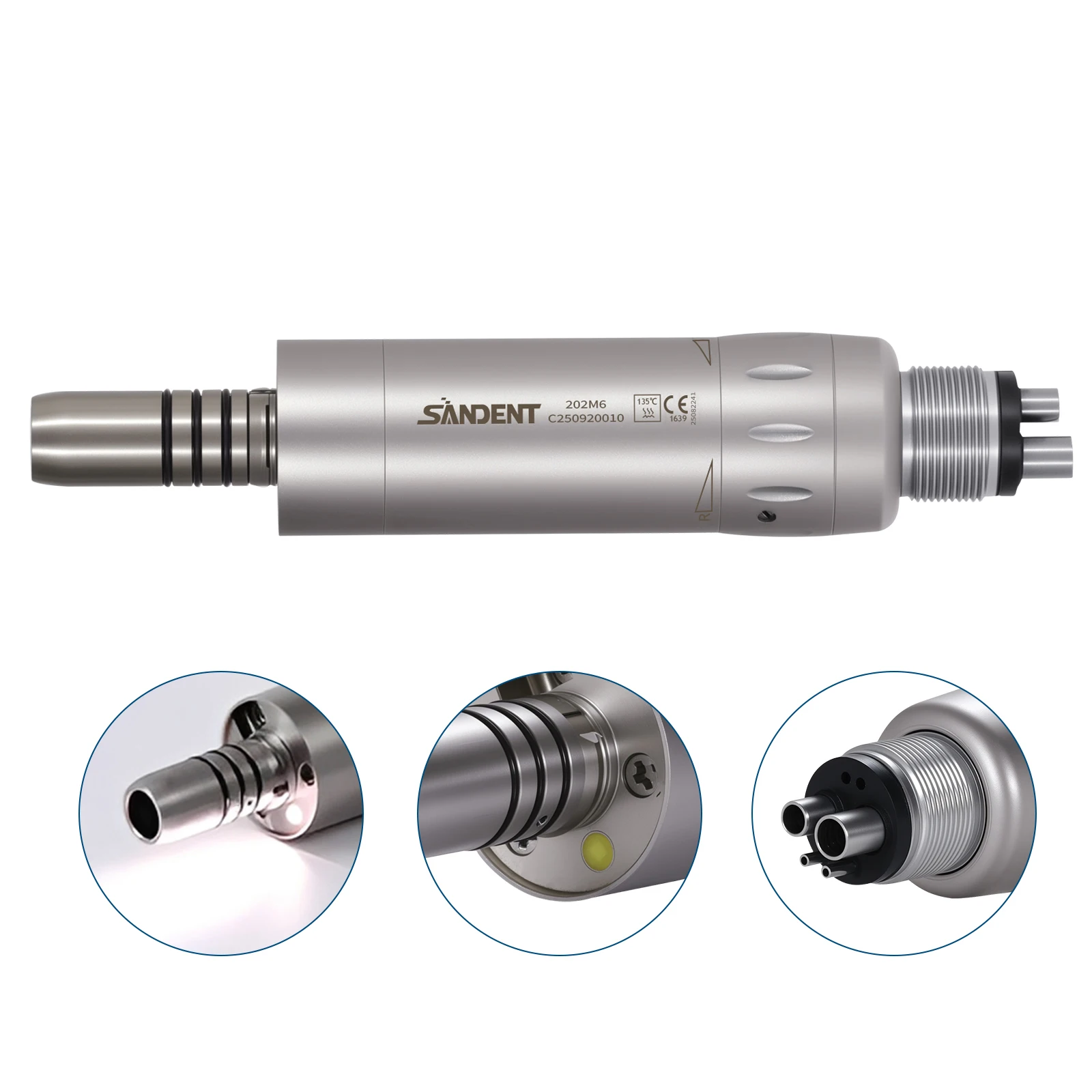 SANDENT Dental E-generator LED Fiber Optic Low Speed Air motor Internal Water Spray Handpiece 4 Holes E-Type