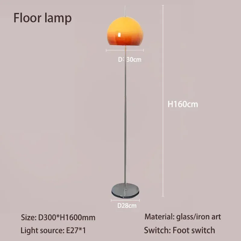 COCO Woonkamer Retro Glazen Tafellamp Gradiënt Oranje Paddestoel Vloerlamp Woonkamer Slaapkamer Sfeer LED Lamp Drop Ship - afbeelding 1