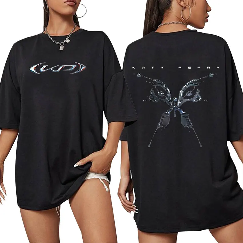 Singer Katy Perry 2024 Album Print T-Shirt Men Women Retro High Quality Fashion T-shirts Y2k Aesthetic Oversized Cotton T Shirt