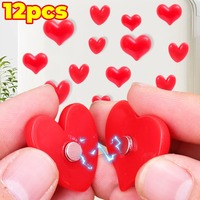 12/2pcs Fridge Magnet Red Heart-shaped Refrigerator Magnetic Sticker Whiteboard Magnets Valentine's Day Decor Home Storage Tools