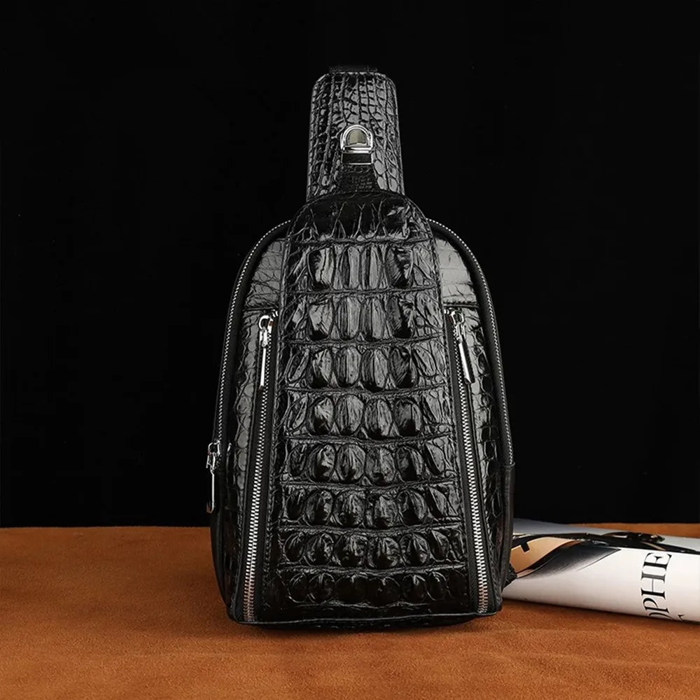Genuine crocodile leather men's chest bag authentic crocodile leather men's waist bag casual brand designer backpack
