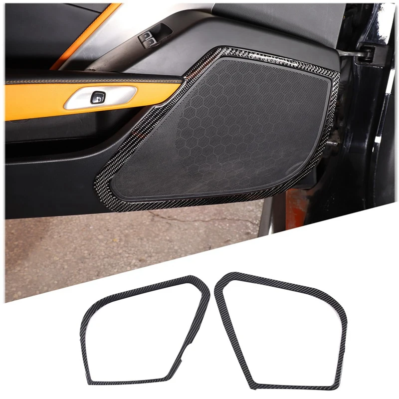 2 PCS Car Side Door Speaker Cover Frame Soft Carbon Fiber Trim Sticker Accessories For Corvette C7 2014-2019