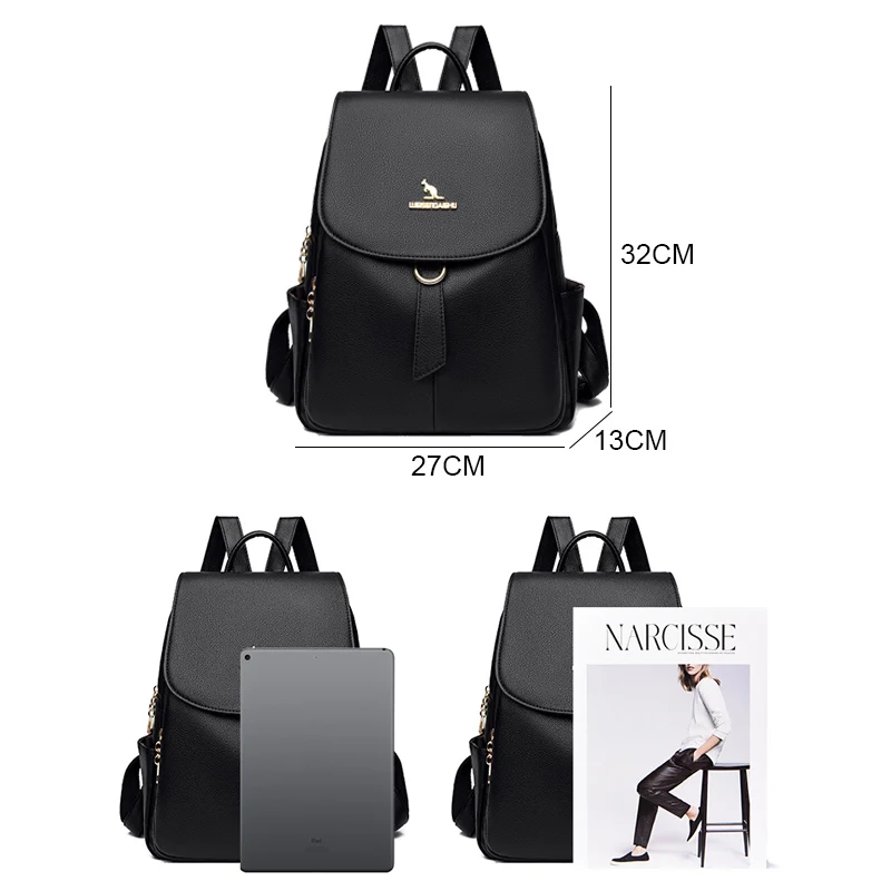 Luxury Soft Leather Female Backpacks Purses Women\'s 2024 Bagpack Rucksack High Quality Ladies Mochilas Large Capacity Sac A Dos