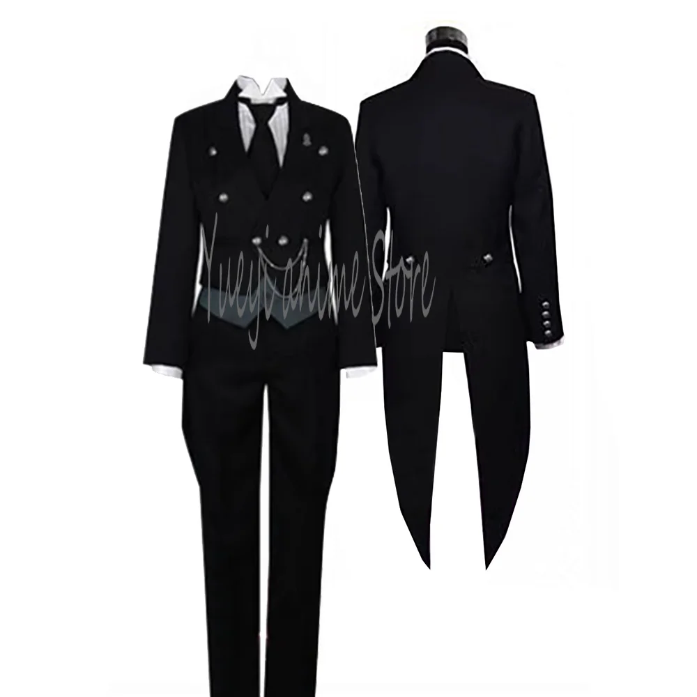 

Anime Cosplay Sebastian Michaelis Costume Unisex Uniforms suit Double-breasted Tailcoat Outfit ----customized