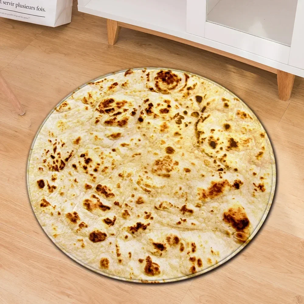 Simulated Sausage Pizza Round Carpet Creative Delicious Food Circle Rug Teens Bedroom Living Room Floor Mat Chair Pad Doormat