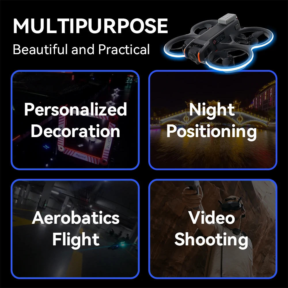 RCSTQ For DJI Avata 2 Strip Light Waterproof LED Night Flight Warning Lamp Belt Brightness Adjustable For Avata2 Drone Accessory