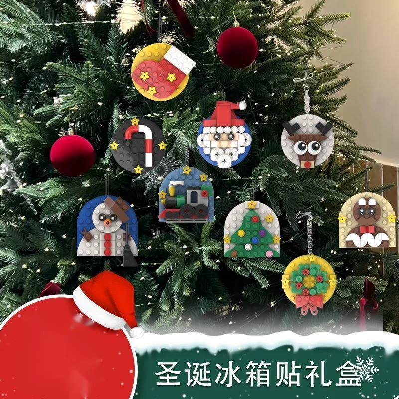 Imanes de refrigerador de bloques de construcción, bonitos imanes decorativos de Navidad y Halloween para decoración de refrigerador