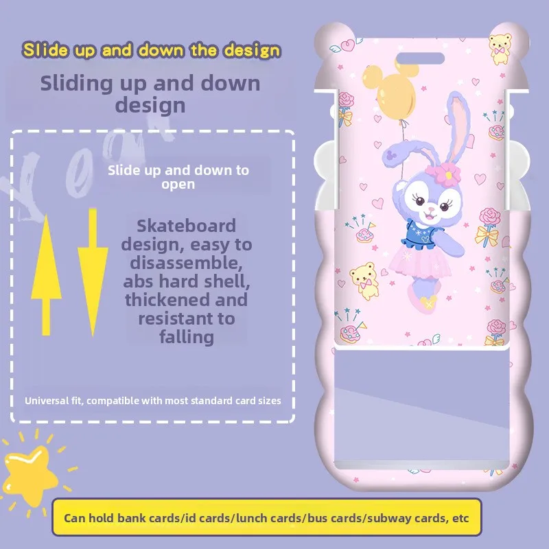 حامل بطاقات موجة StellaLou الكرتونية - حبل طويل للحافلة/مترو الأنفاق/بطاقات الوصول وشارات هوية الطالب